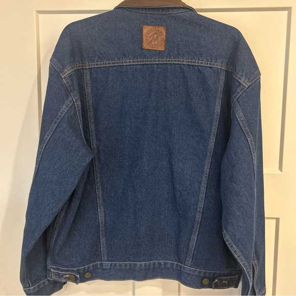 Marlboro Country store Men's Blue Denim Jacket with Brown leather Collar size M - Picture 8 of 8